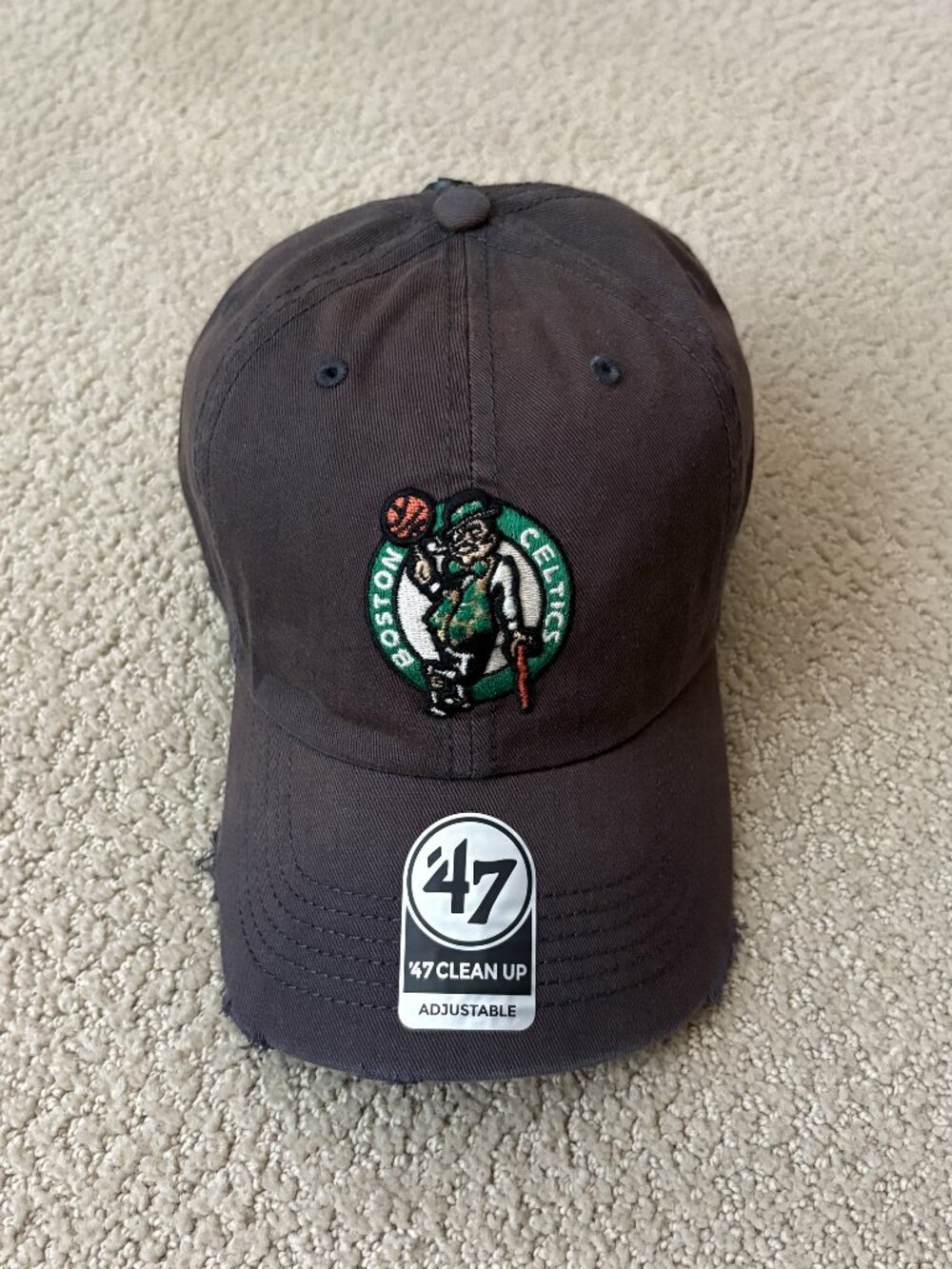 '47 Brand Boston Celtics Clean Up Sun Baked Dark Charcoal Strapback Hat Cap NWT